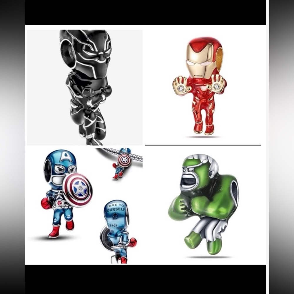 Pure Silver Super Heroes Charms - Lot Of 4